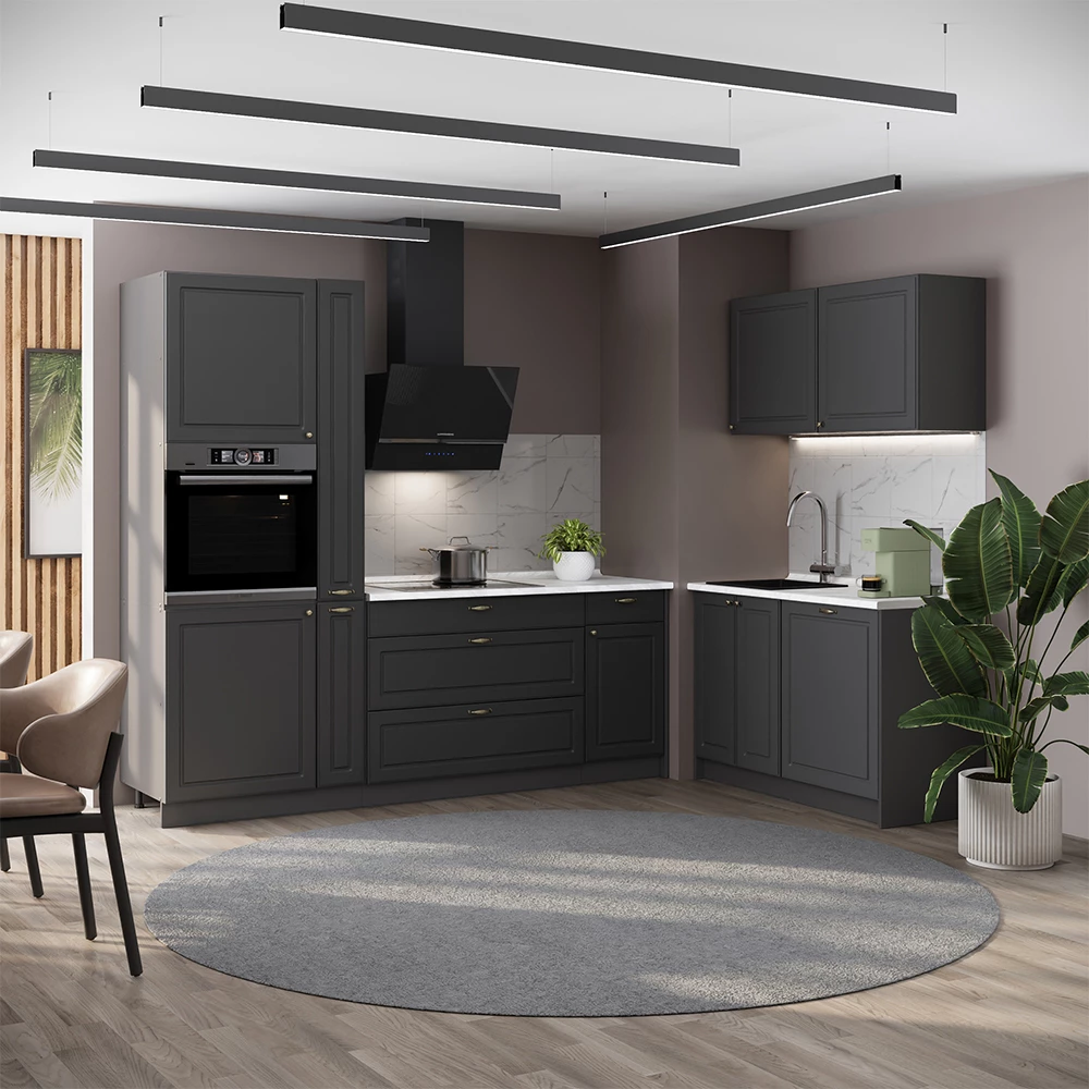Cuisine Fame-Line Anthrazit-Gold Landhaus/Anthracite 220 x 120 cm sans PT Vicco