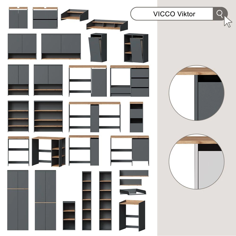 Wasmachinekast Viktor Wit/Artisanaal eiken 113.6 x 88.2 cm met wastafel en kraan Vicco