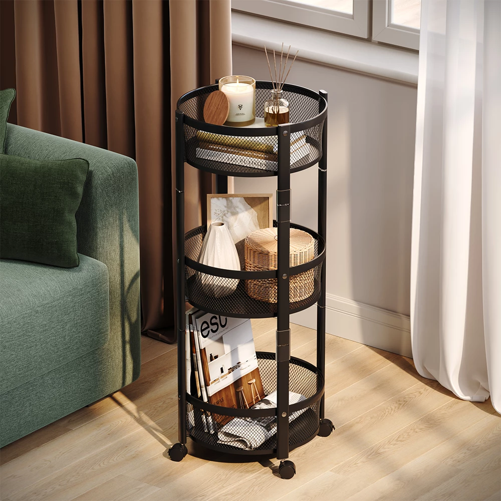 Carrello Falto Nero 37.5 x 88 cm, con 3 pratici cestini Vicco