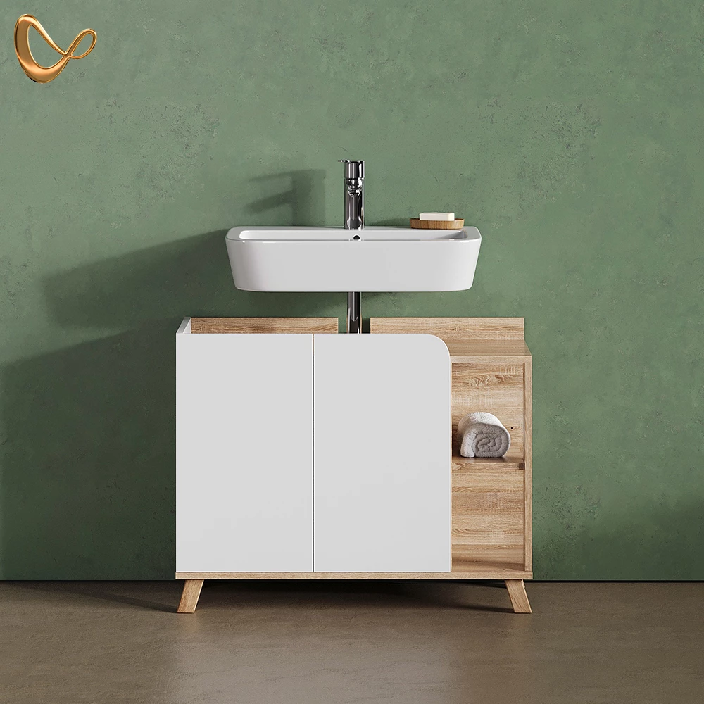 Waschbeckenunterschrank Marano Sonoma/Weiß 80 x 65 cm mit 2 Türen livinity®
