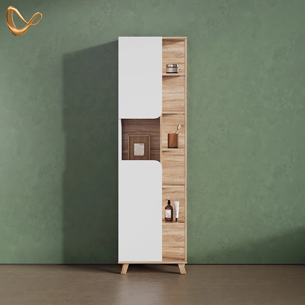 Badschrank Marano Sonoma/Weiß 50 x 175 cm mit 2 Türen livinity®