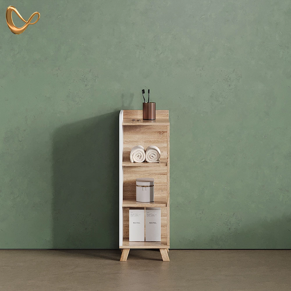 Midischrank Marano Sonoma/Weiß 30 x 90 cm mit 4 Ablagen livinity®