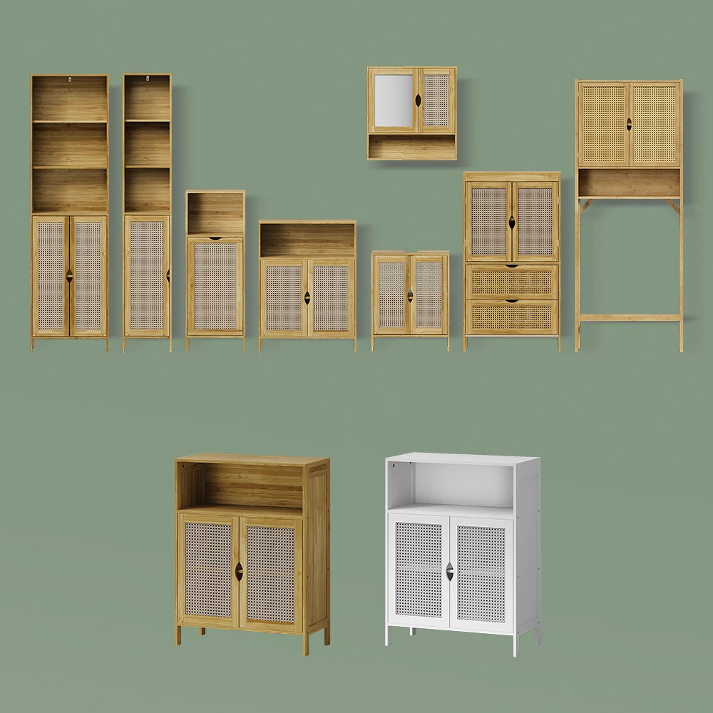 Midischrank Mincio Weiß 36 x 98 cm mit Wäschekorb livinity®