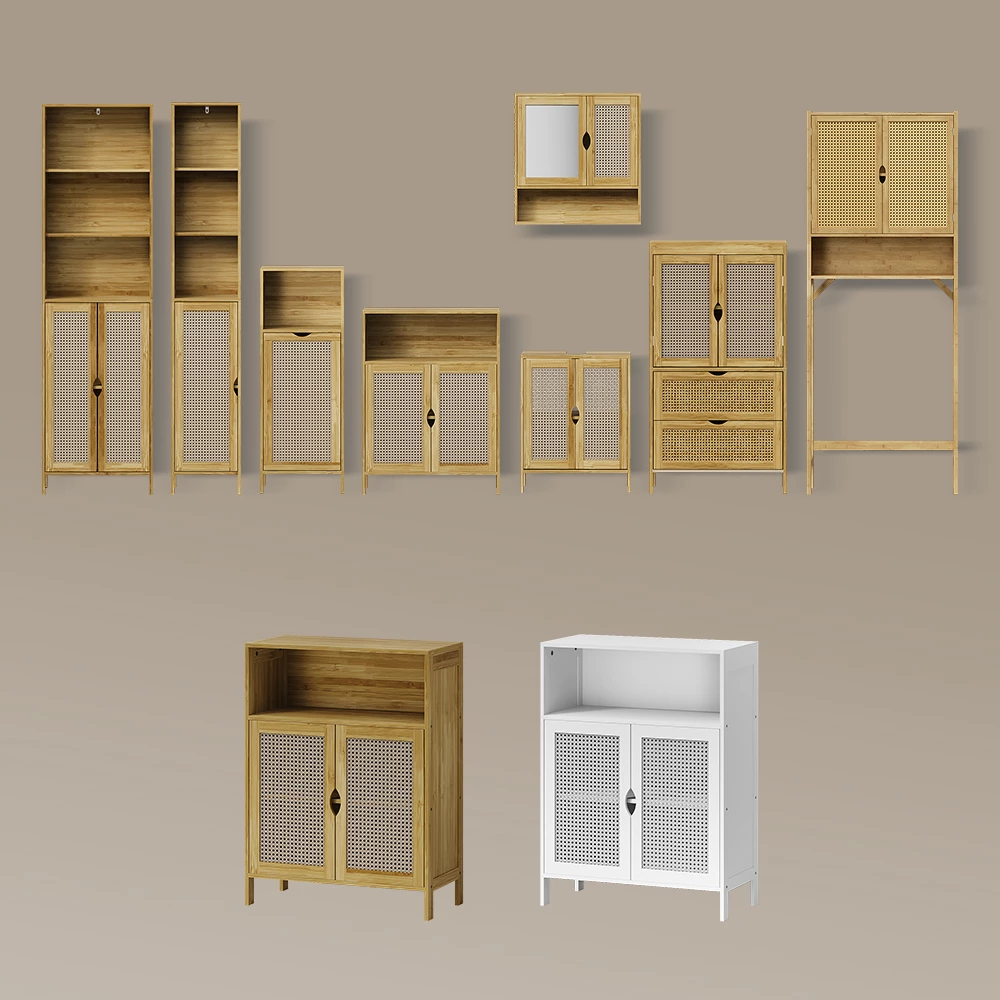 Hochschrank Mincio Bambus 48 x 170 cm mit 2 Türen livinity®