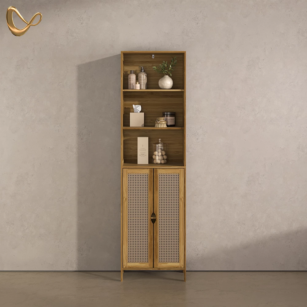 Hochschrank Mincio Bambus 48 x 170 cm mit 2 Türen livinity®