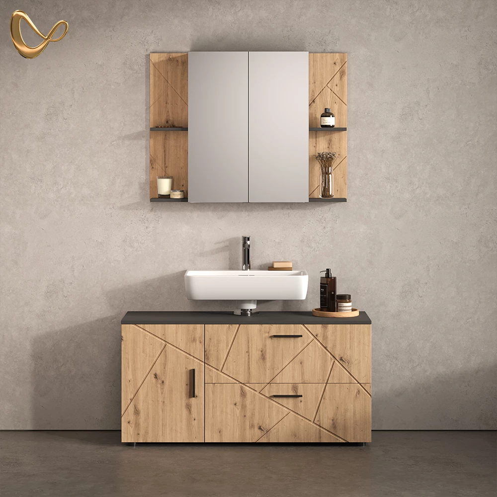 Badmöbel-Set Ronco Anthrazit/Artisan-Eiche 2-teilig livinity®