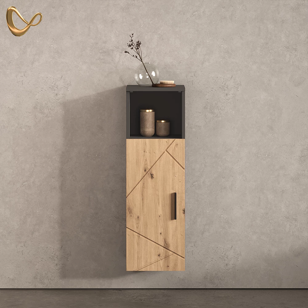 Midischrank Ronco Anthrazit/Artisan-Eiche 30 x 93 cm mit 1 Tür livinity®