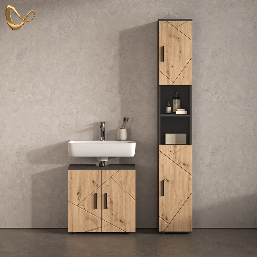 Badmöbel-Set Ronco Anthrazit/Artisan-Eiche 2-teilig livinity®