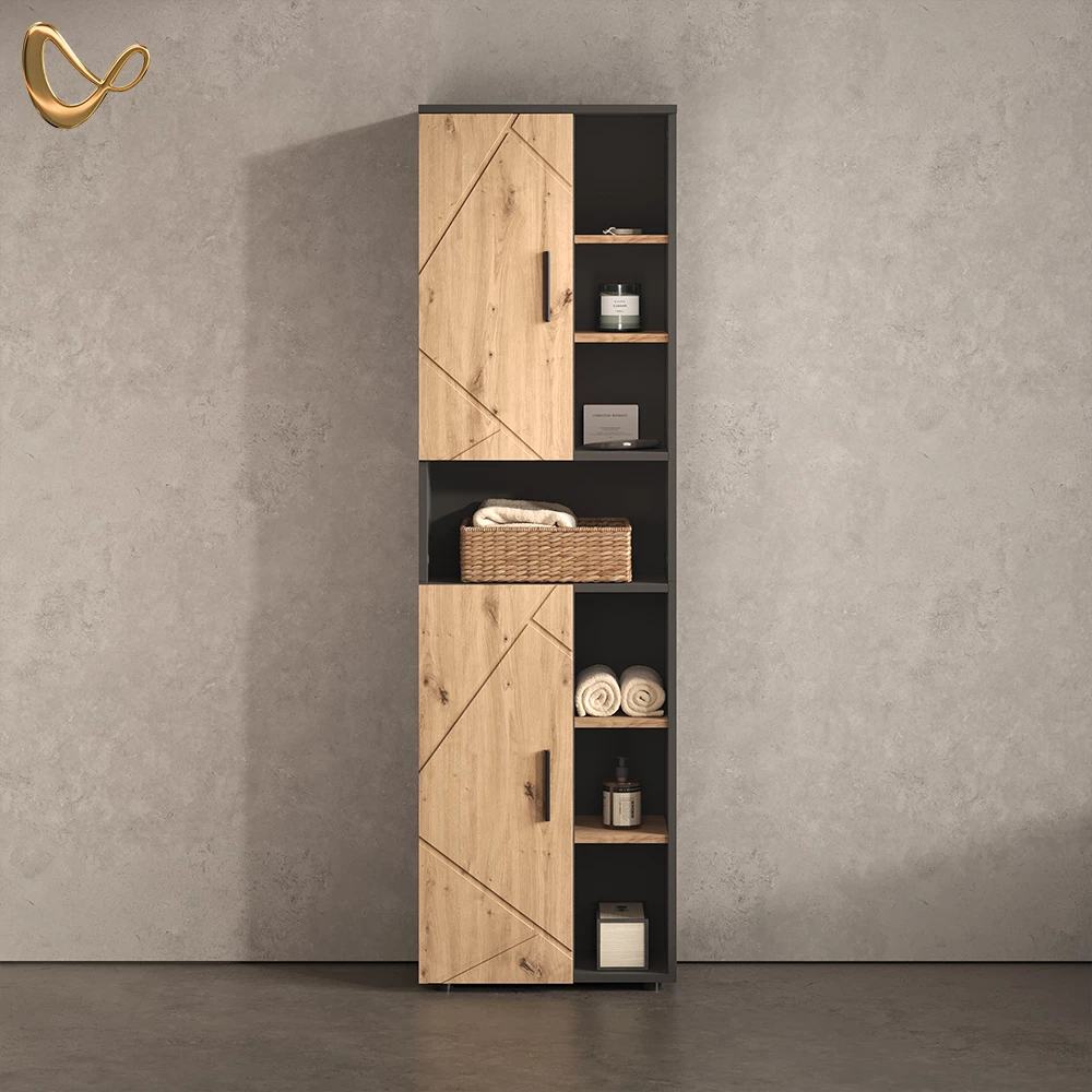 Hochschrank Ronco Anthrazit/Artisan-Eiche 50 x 172 cm mit 2 Türen livinity®
