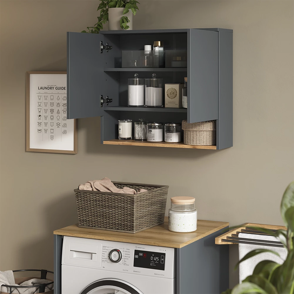 Badkamerkast Viktor Antraciet/Goudkleurig Eiken 68 x 60 cm met 2 deuren Vicco