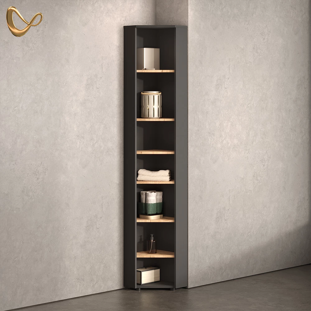 Eckhochschrank Ronco Anthrazit/Artisan-Eiche 33 x 192 cm 7 Fächer livinity®