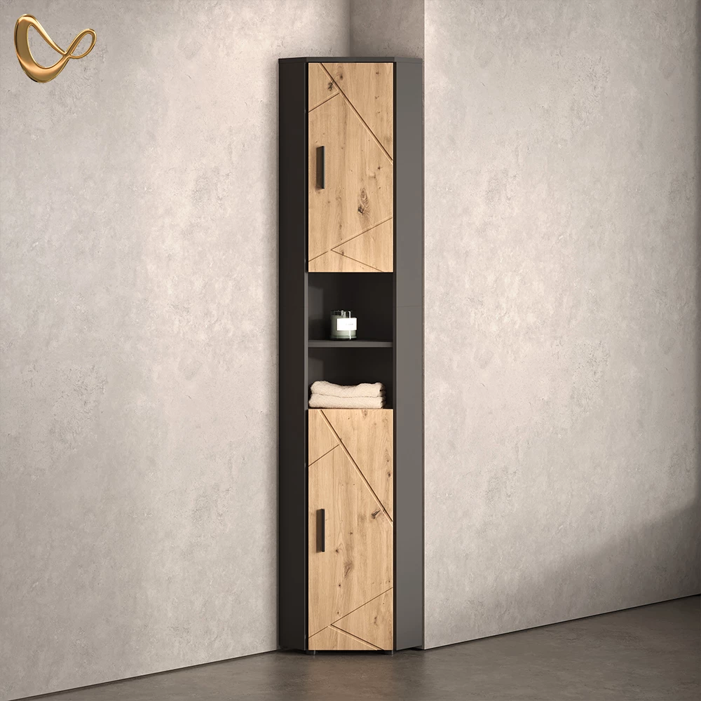 Hochschrank Ronco Anthrazit/Artisan-Eiche 33 x 192 cm mit 2 Türen livinity®