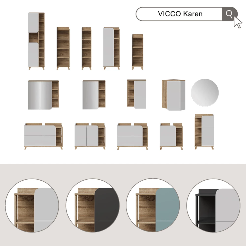 Badkamermeubelset Karen Blauw/Sonoma 4-delig Vicco