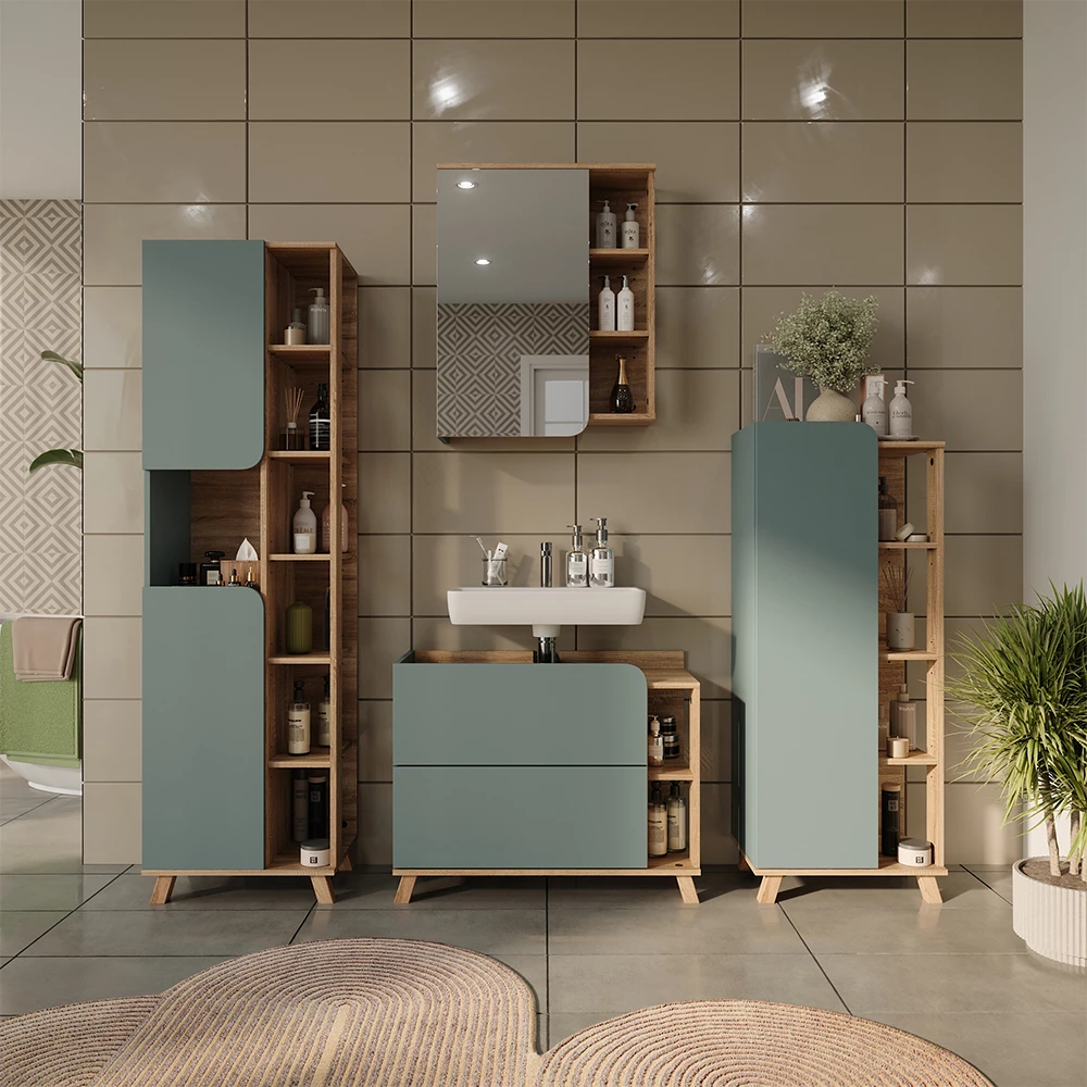 Badkamermeubelset Karen Blauw/Sonoma 4-delig Vicco