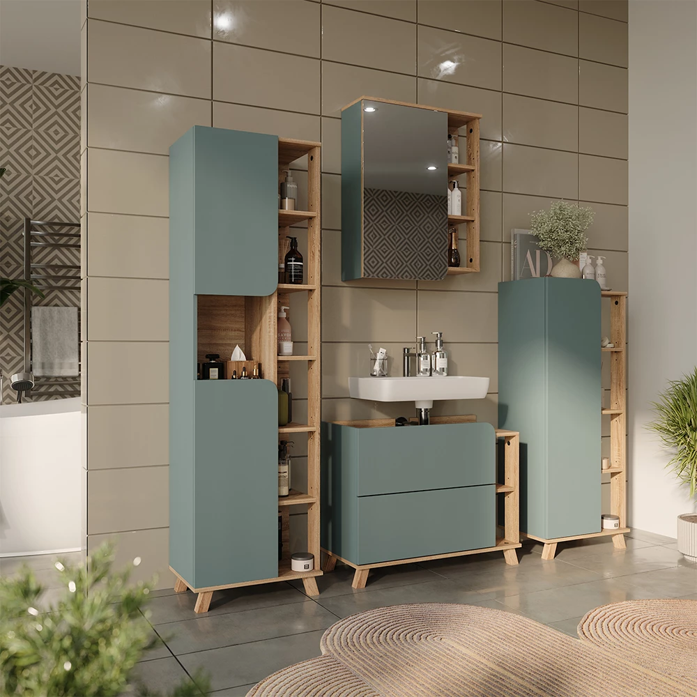 Badkamermeubelset Karen Blauw/Sonoma 4-delig Vicco