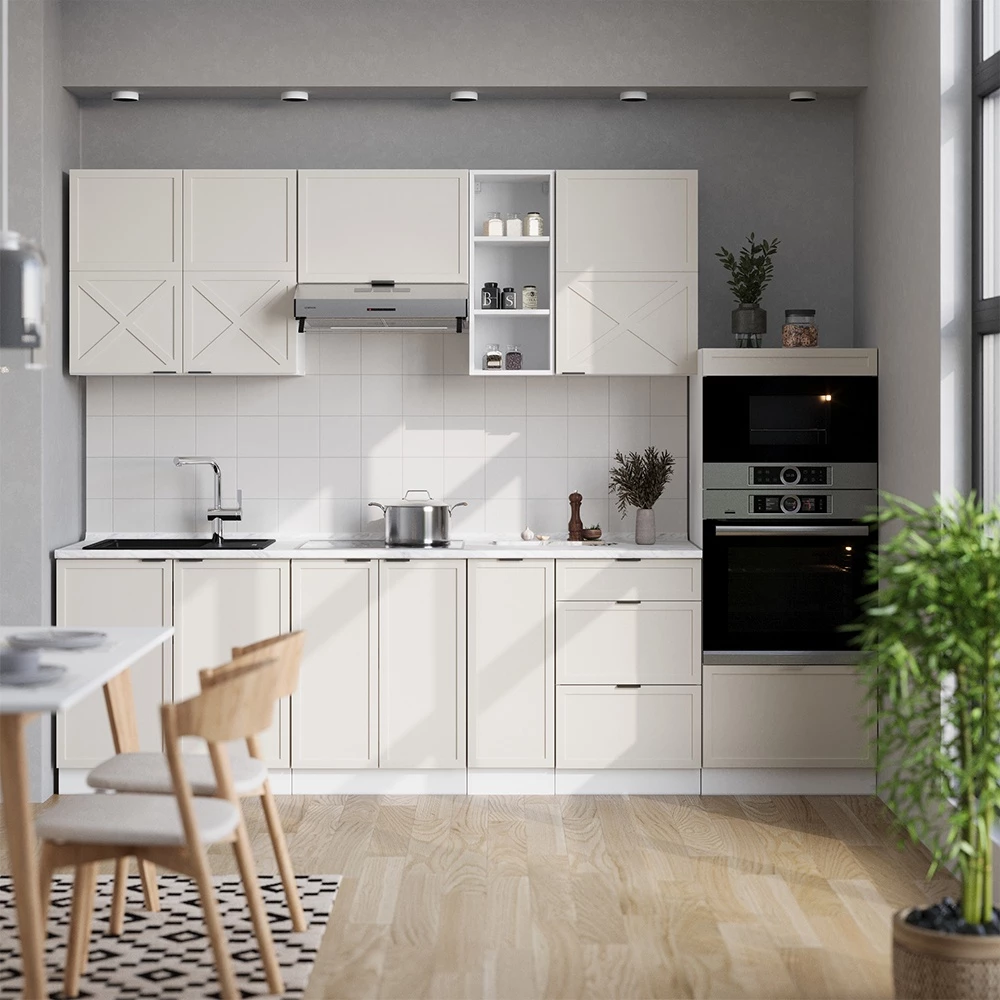 Kitchenette in CinzaBege/Branco on white background