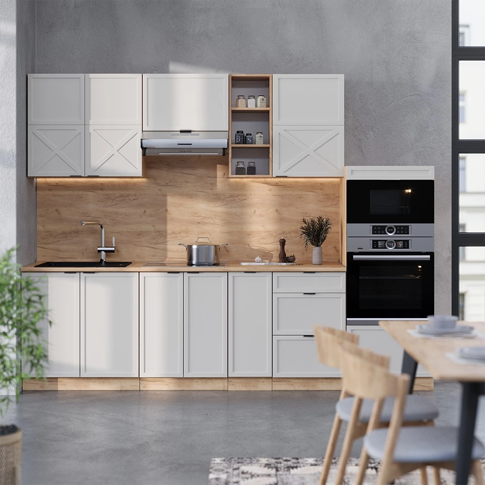 Kitchenette in CinzaBege/Carvalho Dourado on white background