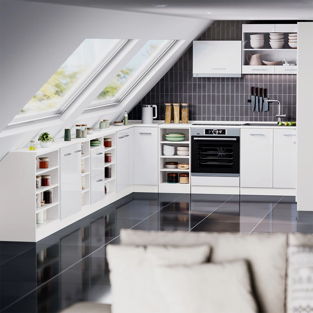 Meuble sous pente R-Line Blanc Haute brillance 60cm sans pente avec 2 portes Vicco
