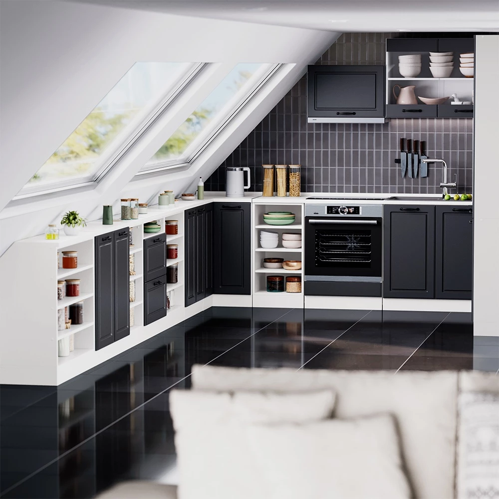 Meuble sous pente R-Line Anthracite campagne 80cm 2 portes, 60 cm de profondeur Vicco