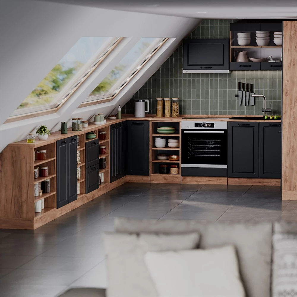 Meuble sous pente R-Line Anthracite campagne 60cm avec 2 tiroirs Vicco