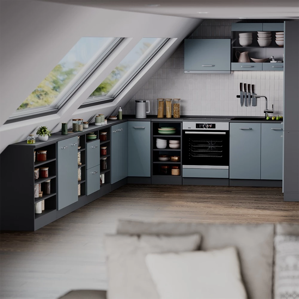 Meuble sous pente R-Line Bleu-gris 80cm 2 portes, 60 cm de profondeur Vicco