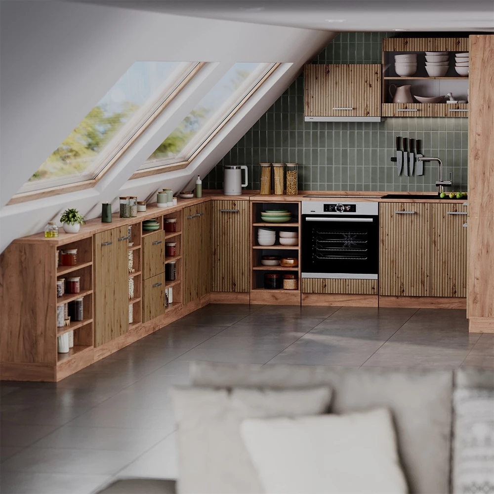 Meuble sous pente R-Line Chêne Artisan 60cm sans pente avec 2 portes Vicco