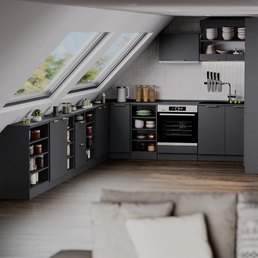 Meuble sous pente R-Line Anthracite-or 60cm sans pente avec 2 portes Vicco