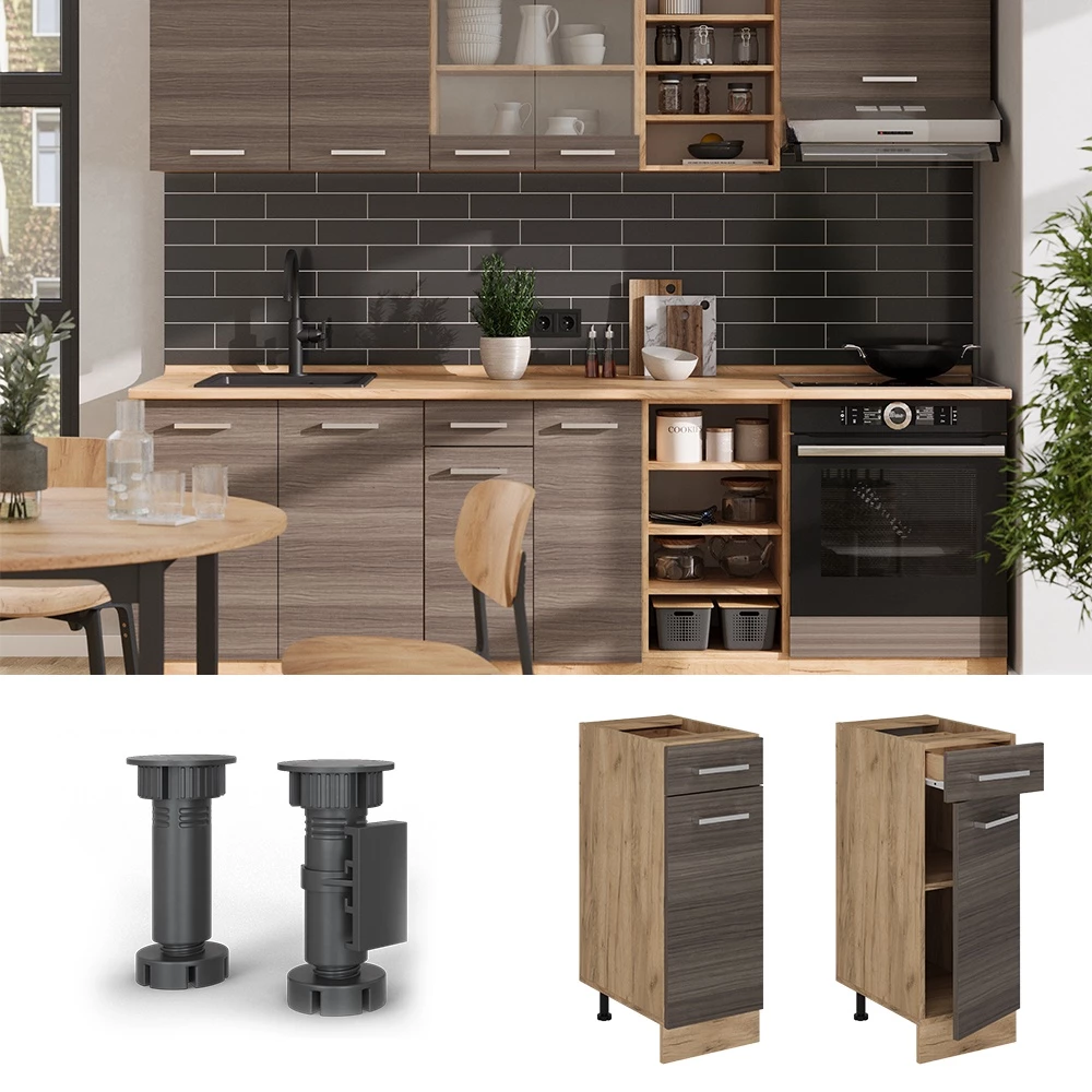Meuble bas de cuisine en Gris noble sur fond blanc