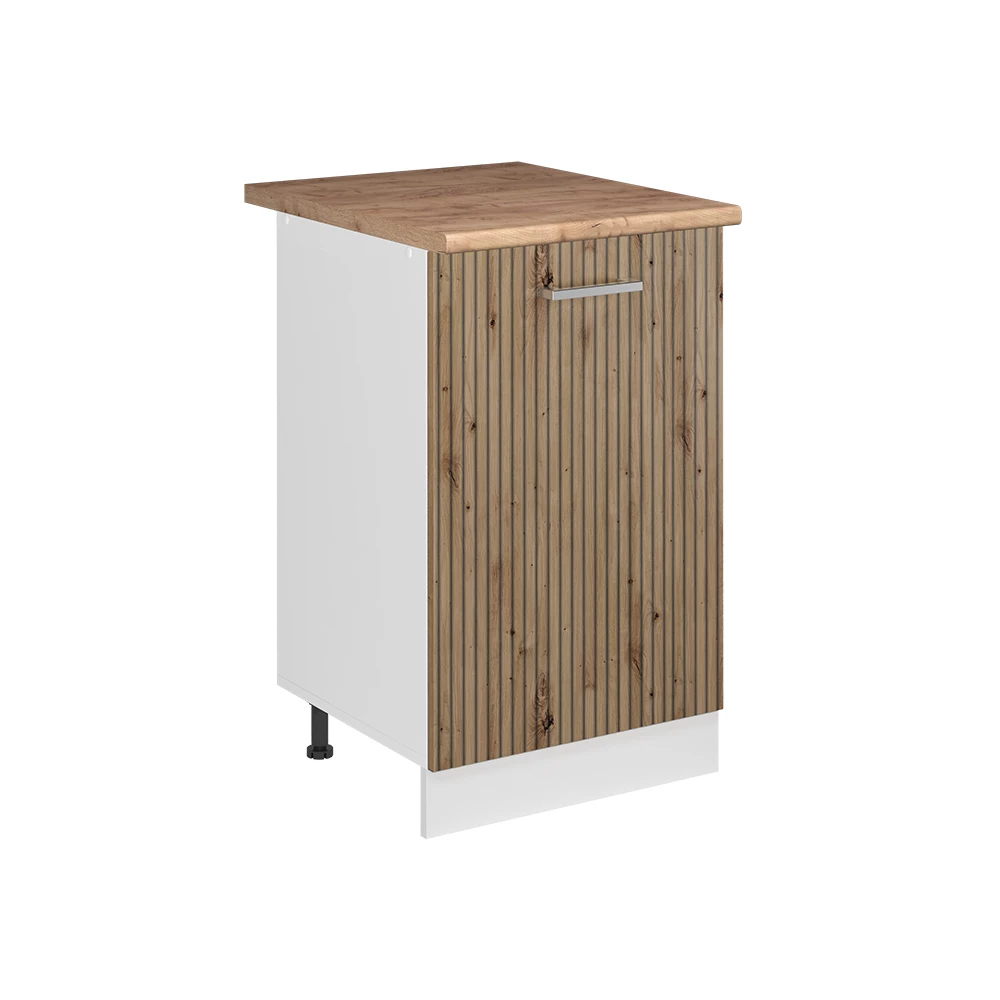 Küchenunterschrank R-Line Artisan-Eiche/Weiß 50 cm Arbeitsplatte Goldkraft Eiche Vicco