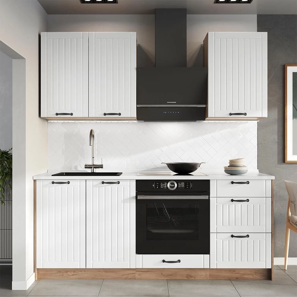 Mobile lavello cucina Fame-Line Bianco country/Rovere dorato 100 cm senza piano di lavoro Vicco