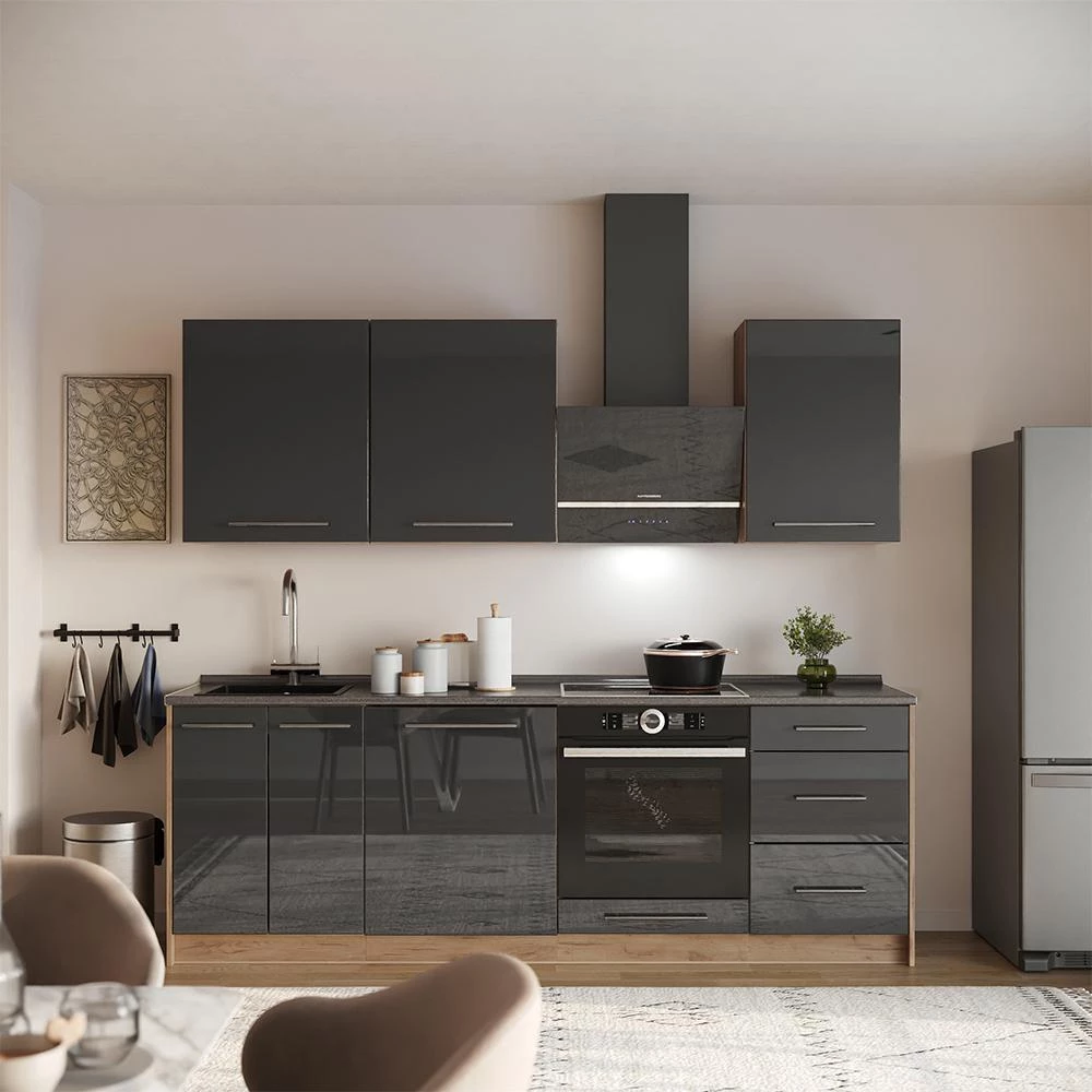 Mobile lavello cucina Fame-Line Antracite lucido/Rovere dorato 60 cm senza piano di lavoro Vicco