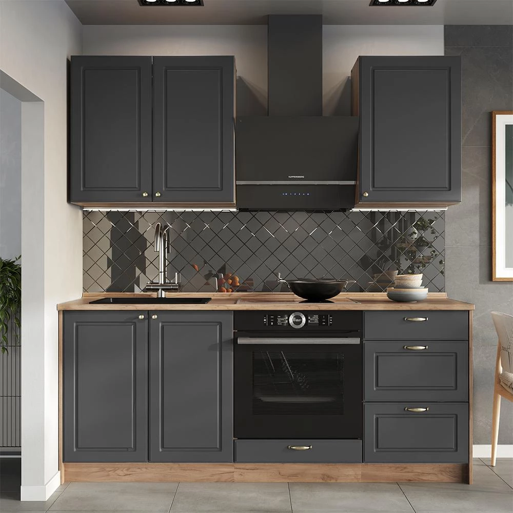 Spülenunterschrank Fame-Line Anthrazit-Gold Landhaus/Goldkraft Eiche 100 cm ohne Arbeitsplatte Vicco | Anthrazit-Gold Landhaus/Goldkraft Eiche | Spülenunterschrank 100 cm