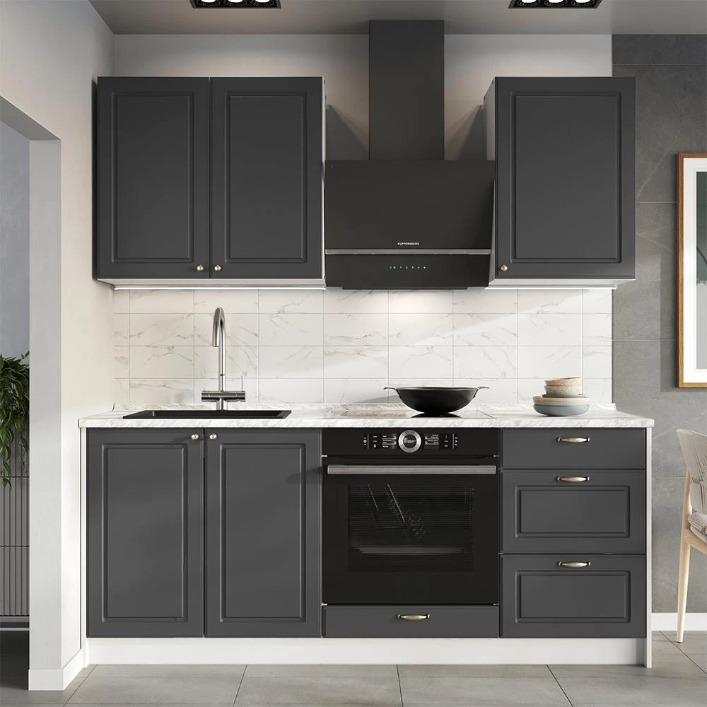 Meuble bas sous-évier Fame-Line Anthrazit-Gold Landhaus/Blanc 100cm sans PT Vicco
