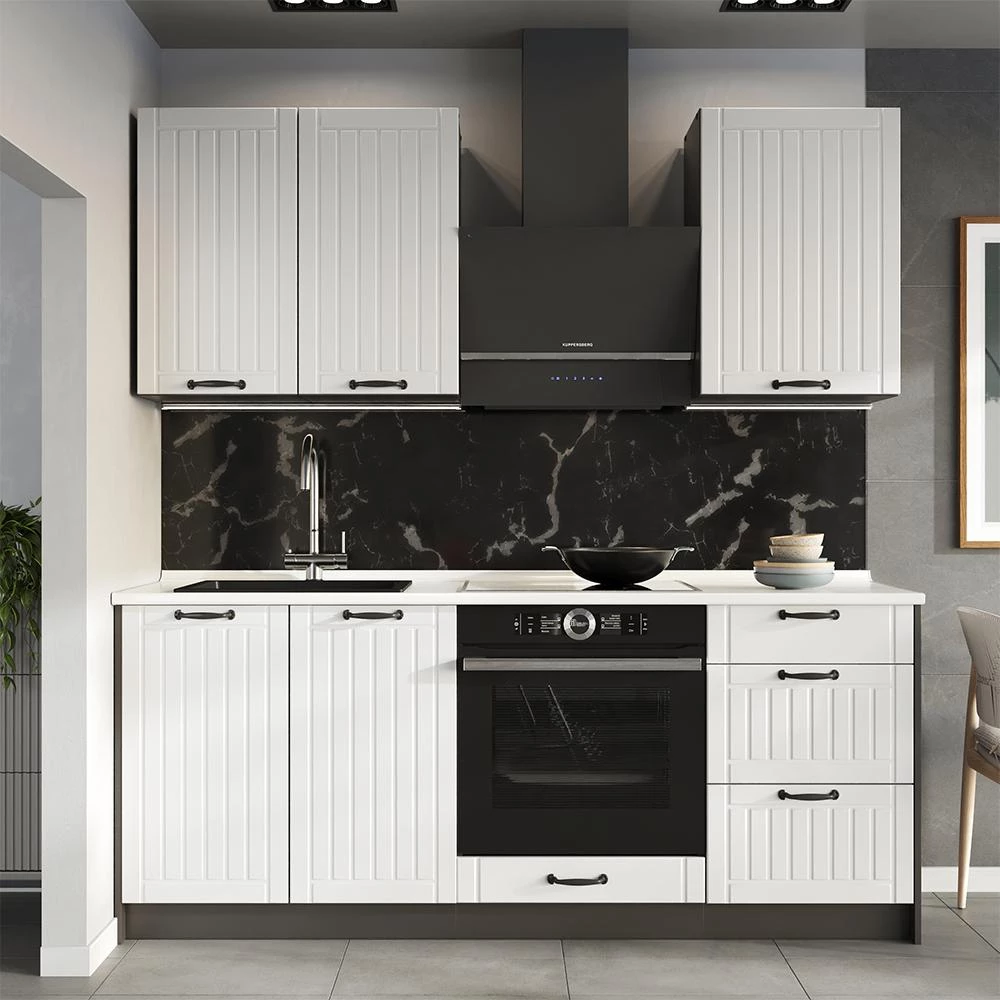 Wastafelkast Fame-Line Wit Landhuis/Antraciet 100 cm zonder werkblad Vicco