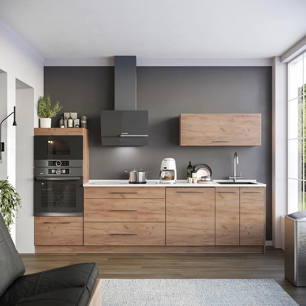 Küchenunterschrank Fame-Line Goldkraft Eiche/Goldkraft Eiche 100 cm, AP Anthrazit Vicco
