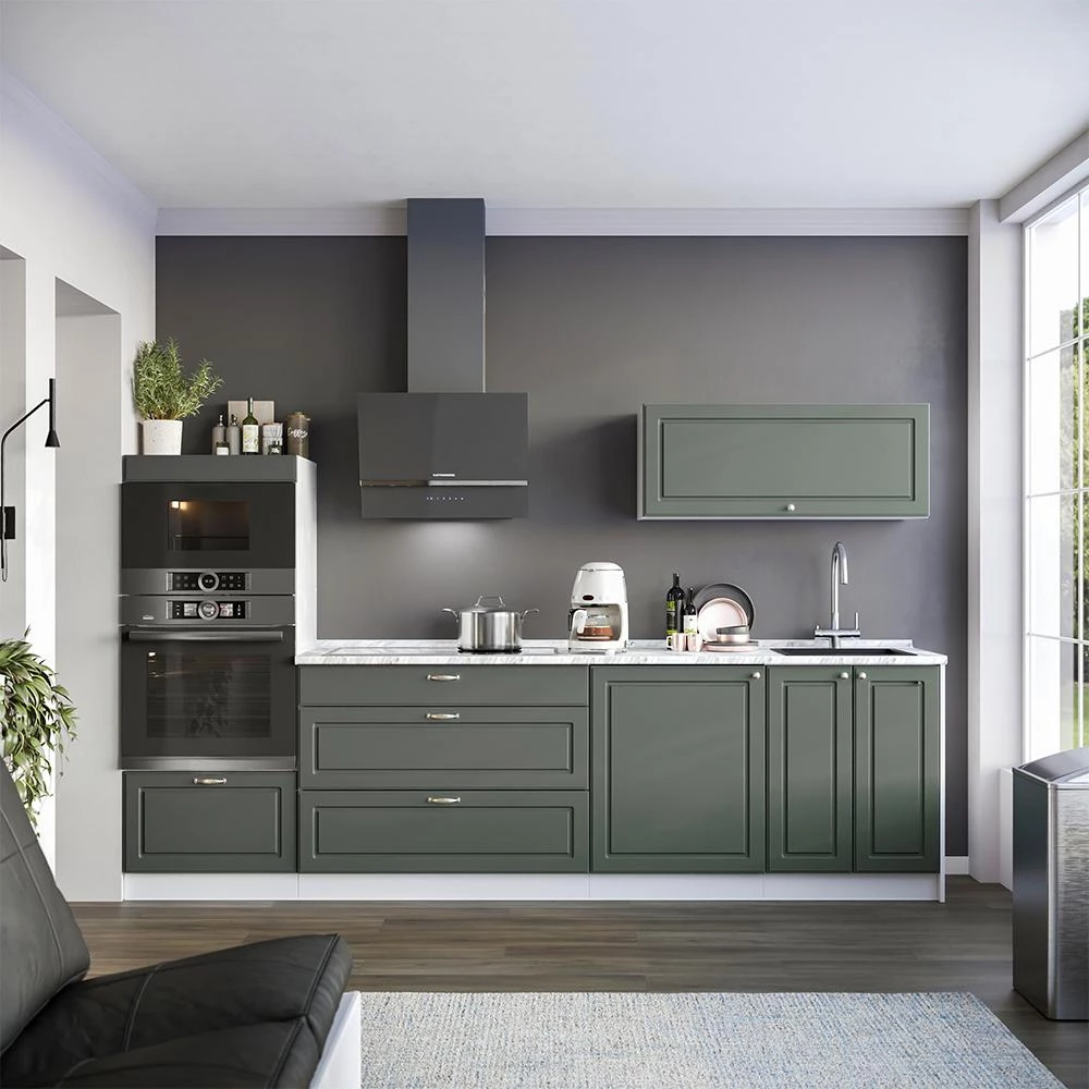Küchenunterschrank Fame-Line Grün-Gold Landhaus/Weiß 100 cm ohne Arbeitsplatte Vicco