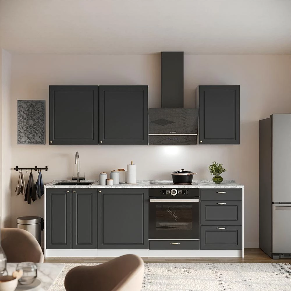 Meuble bas de cuisine Fame-Line Anthrazit-Gold Landhaus/Blanc 60cm 1 porte sans plan de travail Vicco