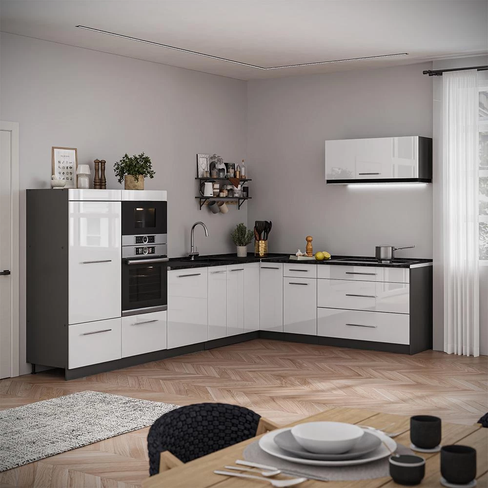 Hängeschrank Fame-Line Weiß Hochglanz/Anthrazit 100 cm Vicco