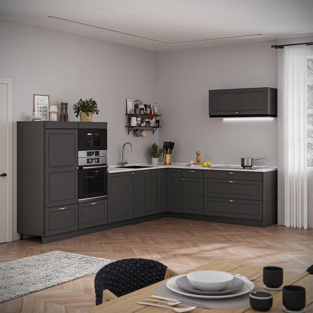 Elément haut de cuisine Fame-Line Anthrazit-Gold Landhaus/Anthracite 100cm Vicco