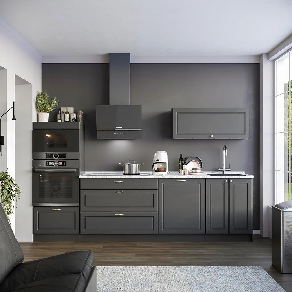 Cucina componibile Fame-Line Oro-antracite country/Antracite 280 cm senza piano di lavoro Vicco