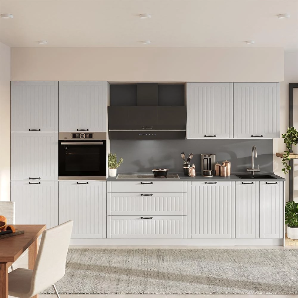 Cuisine Fame-Line Blanc campagne/Blanc 340cm, PT Marbre Vicco