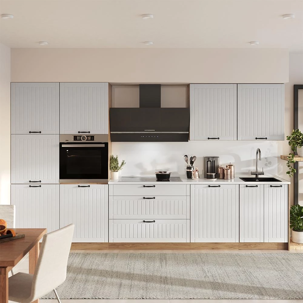 Cucina componibile Fame-Line Bianco country/Rovere dorato 340 cm senza piano di lavoro Vicco
