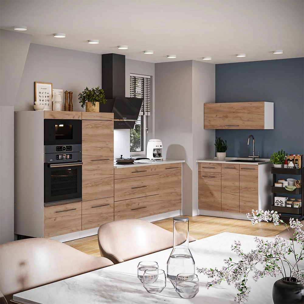 Cuisine Fame-Line Chêne de force doré 380cm, PT Chêne Vicco