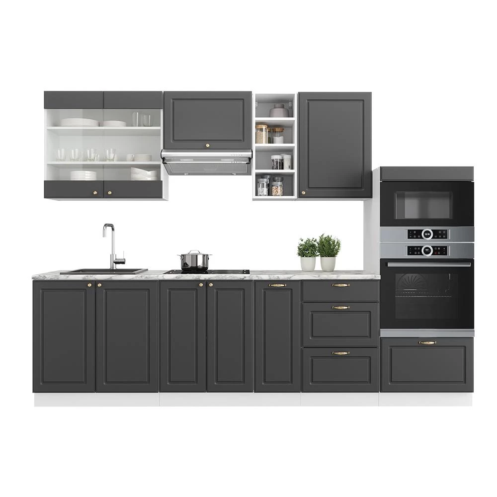 Cuisine Fame-Line Anthracite maison de campagne/blanc 280cm sans PT Vicco