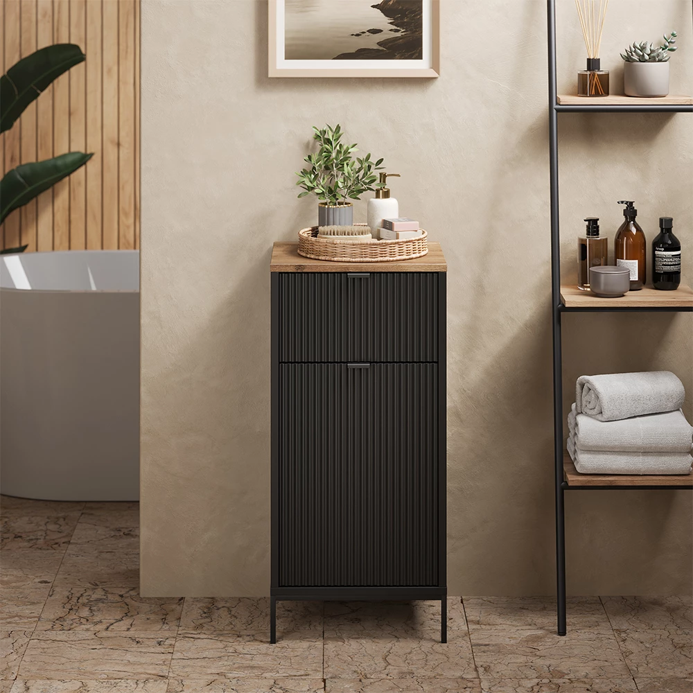 Halfhoge kast Eliza Zwart/Viking Eik 40 x 87 cm Vicco