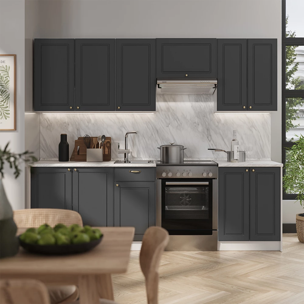 Mobiletto base cucina Fame-Line Oro-antracite country/Bianco 40 cm piano di lavoro Antracite Vicco