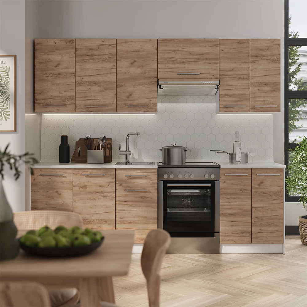 Mobiletto base cucina Fame-Line Rovere dorato/Bianco 40 cm piano di lavoro Antracite Vicco