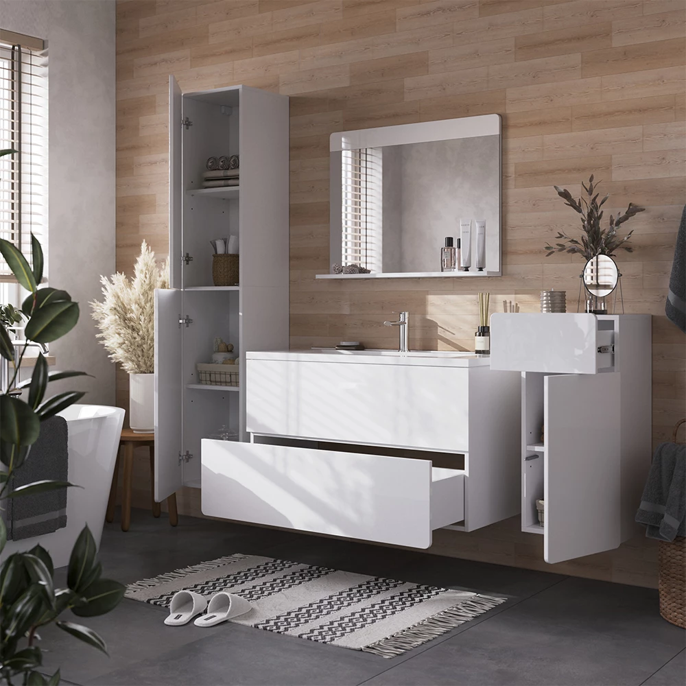 Badkamermeubelset Izan Wit Hoogglans/Wit 5-delig Vicco