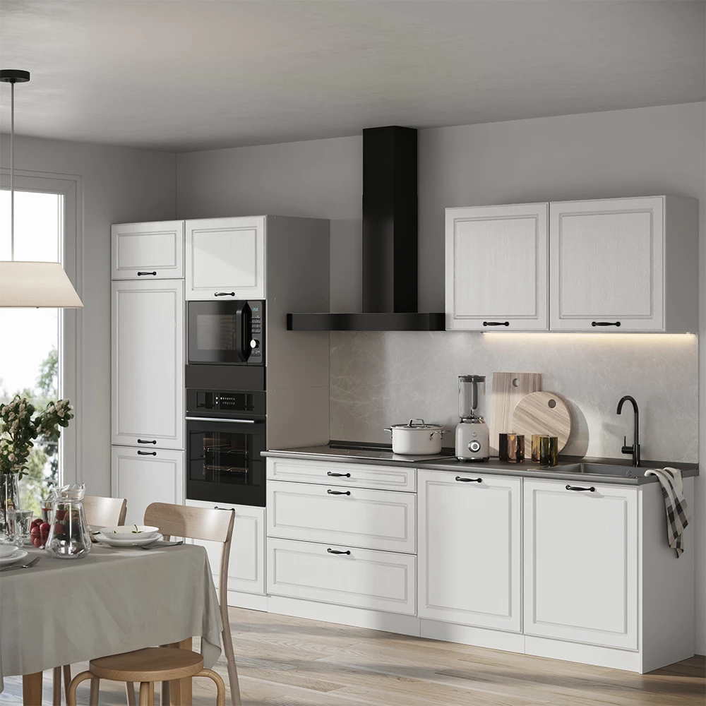 Keukeneenheid R-Line Wit landelijk/Wit 340 cm antraciet werkblad Vicco