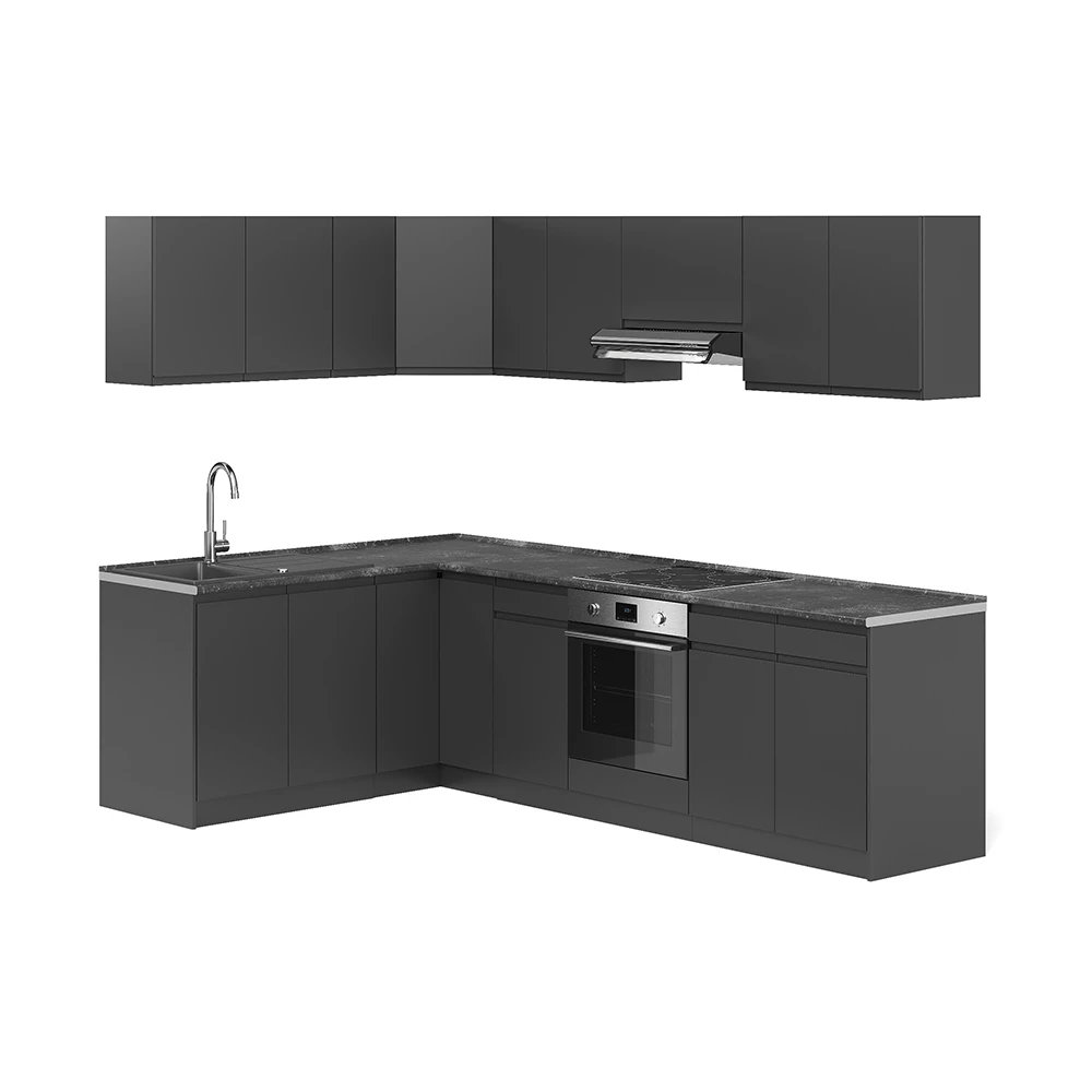 Cucina angolare completa R-Line Antracite/Antracite 267 x 167 cm Vicco